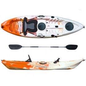 Kayak-canoa Atlantis SHARK EVOLUTION  arancio/bianco cm 280 - 2 gavoni - seggiolino - pagaia