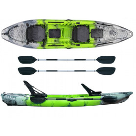 Kayak-canoa Atlantis COSMIC KARP cm 390 verde/grigia - 2 gavoni - 2 seggiolini - 2 pagaie