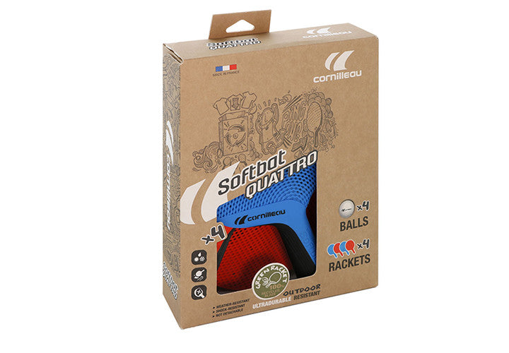 Kit 4 Racchette + 4 palline ping pong Soft Bat Cornilleau da esterno