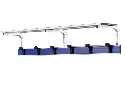 Appendiabiti in alluminio a parete con pianoborse 2 mt inserto pvc blu Vivisport