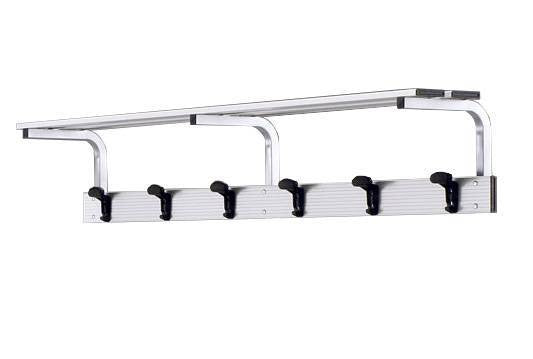 Appendiabiti in alluminio a parete con pianoborse 2 mt Vivisport