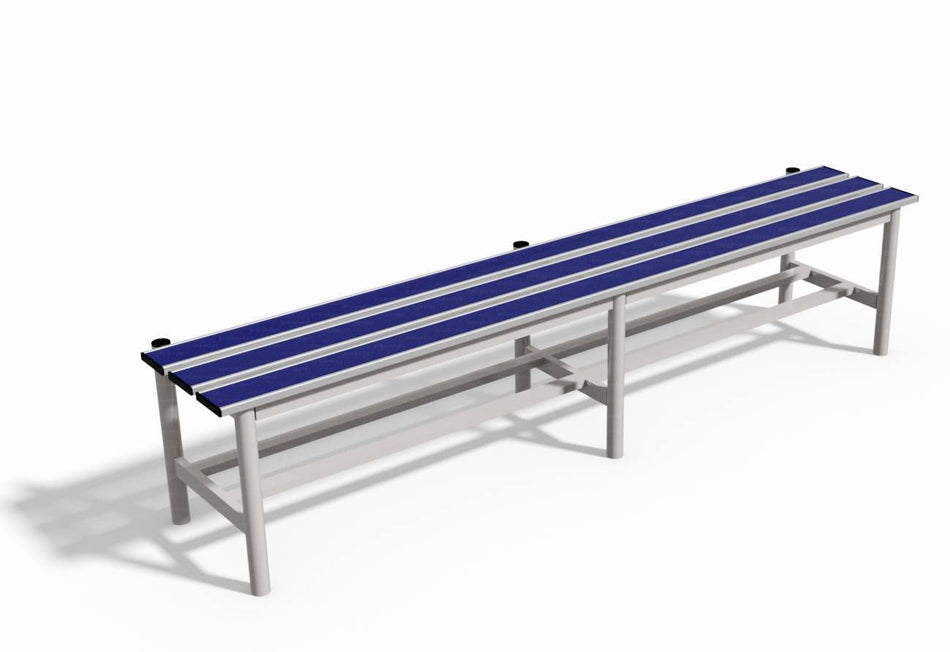 Panca spogliatoio solo seduta 2 mt tubo rotondo inserto in pvc blu Vivisport