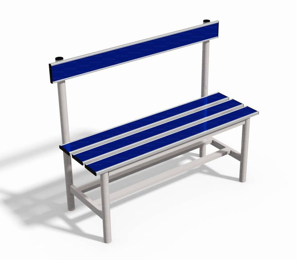 Panca spogliatoio con seduta e schienale  1 mt tubo rotondo inserto in pvc blu Vivisport