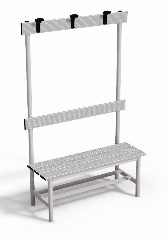 Panca spogliatoio con seduta, schienale e appendiabiti 1 mt tubo rotondo Vivisport