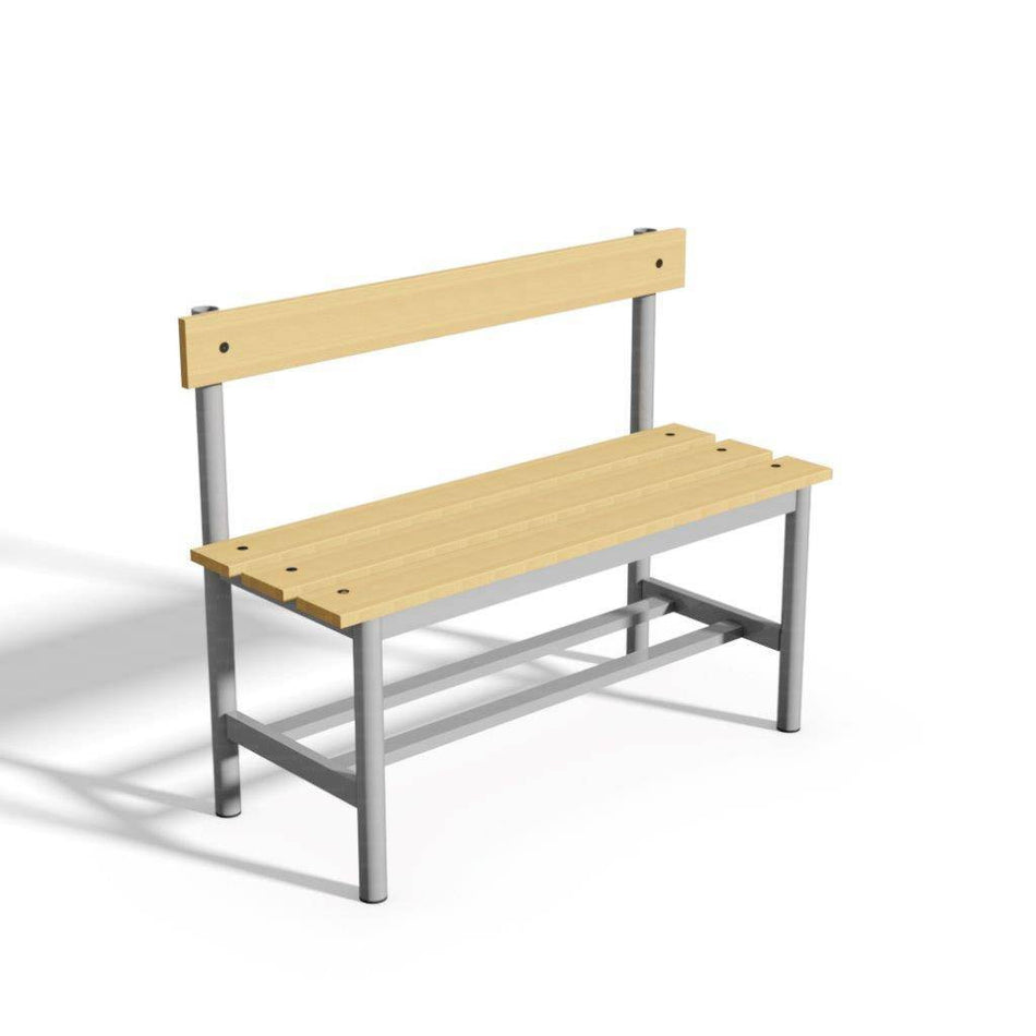 Panca spogliatoio con seduta e schienale  1 mt tubo rotondo doghe in legno Vivisport