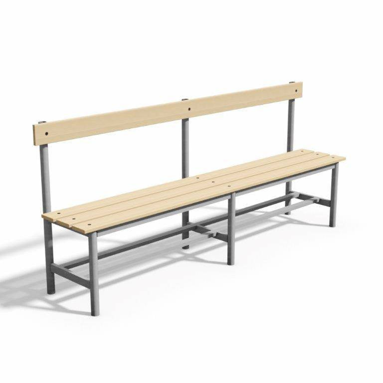 Panca spogliatoio con seduta e schienale  2 mt tubo rotondo doghe in legno Vivisport