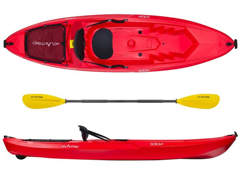 Kayak-canoa Atlantis OCEAN rossa cm 266 - schienalino - ruotino - pagaia