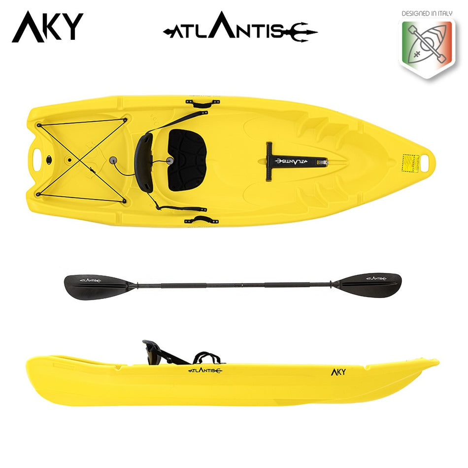 Kayak - canoa Atlantis AKY Gialla - cm 240 - pagaia e schienalino -adulto + bambino