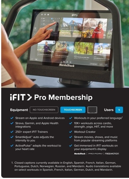 Abbonamento IFIT Pro valido 1 anno per prodotti Nordictrack e Proform